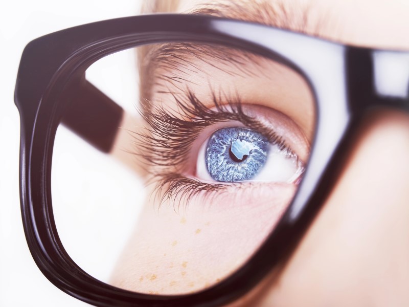 a close up of a person's eye